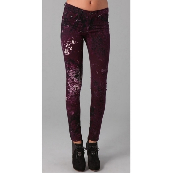 Rag & Bone Galaxy Print Legging Skinny Ankle Jeans, Purple, Size 29 - Picture 1 of 13